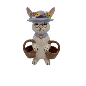 Anthropomorphic Easter Bunny Hobbyist Ceramic Egg Holder Baskets